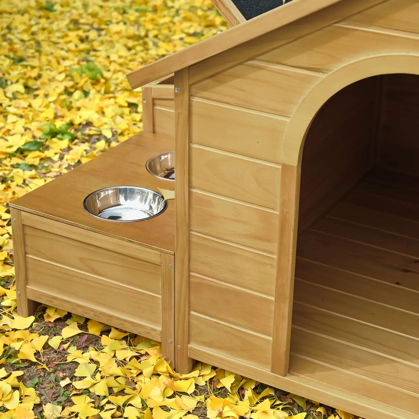 Outdoor & Indoor Dog house - cabin Style with Porch & dual Doors.