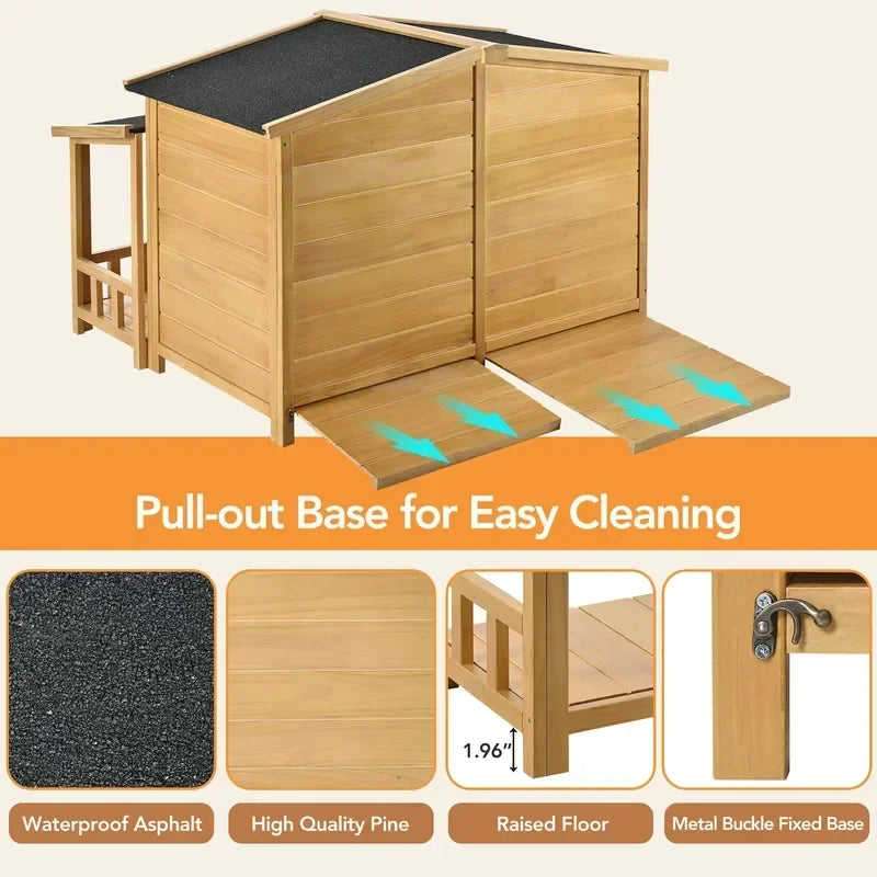 Outdoor & Indoor Dog house - cabin Style with Porch & dual Doors.