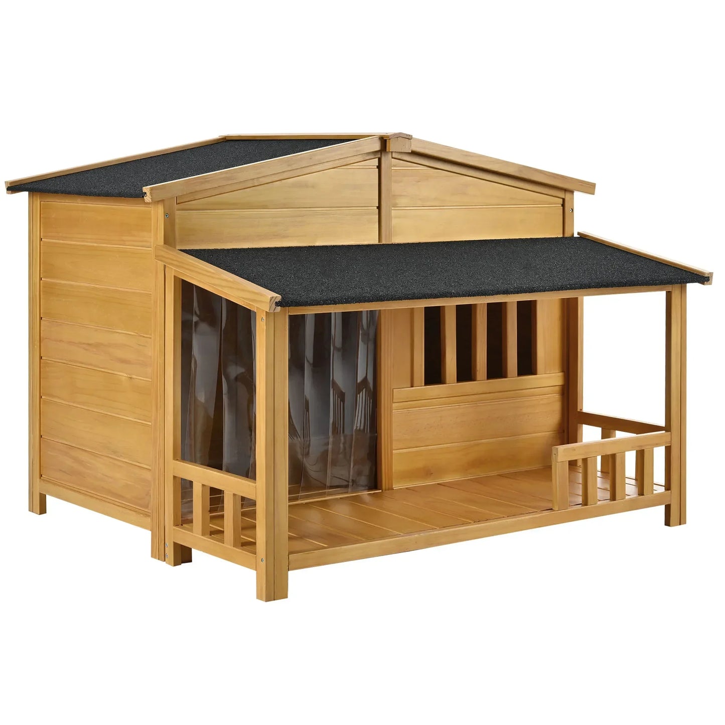 Outdoor & Indoor Dog house - cabin Style with Porch & dual Doors.