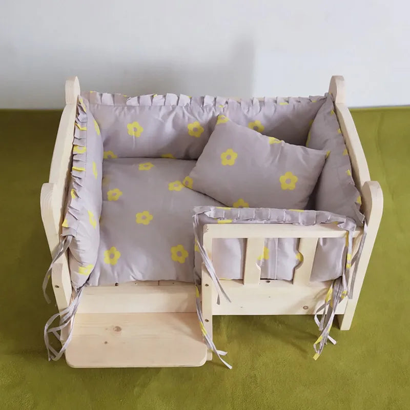 Large Solid Wood Pet Bed