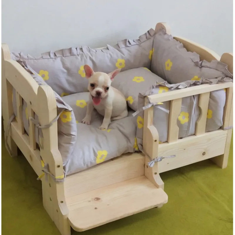 Large Solid Wood Pet Bed