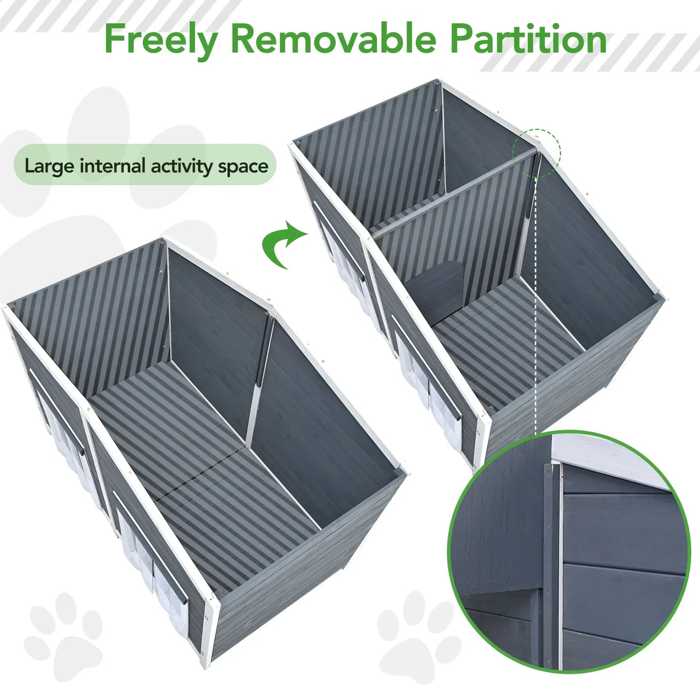 Outdoor & Indoor Dog house - cabin Style with Porch & dual Doors.