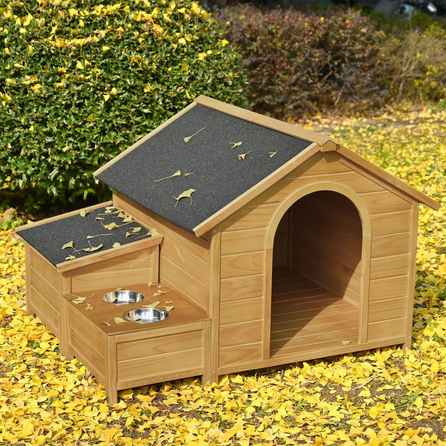 Outdoor & Indoor Dog house - cabin Style with Porch & dual Doors.