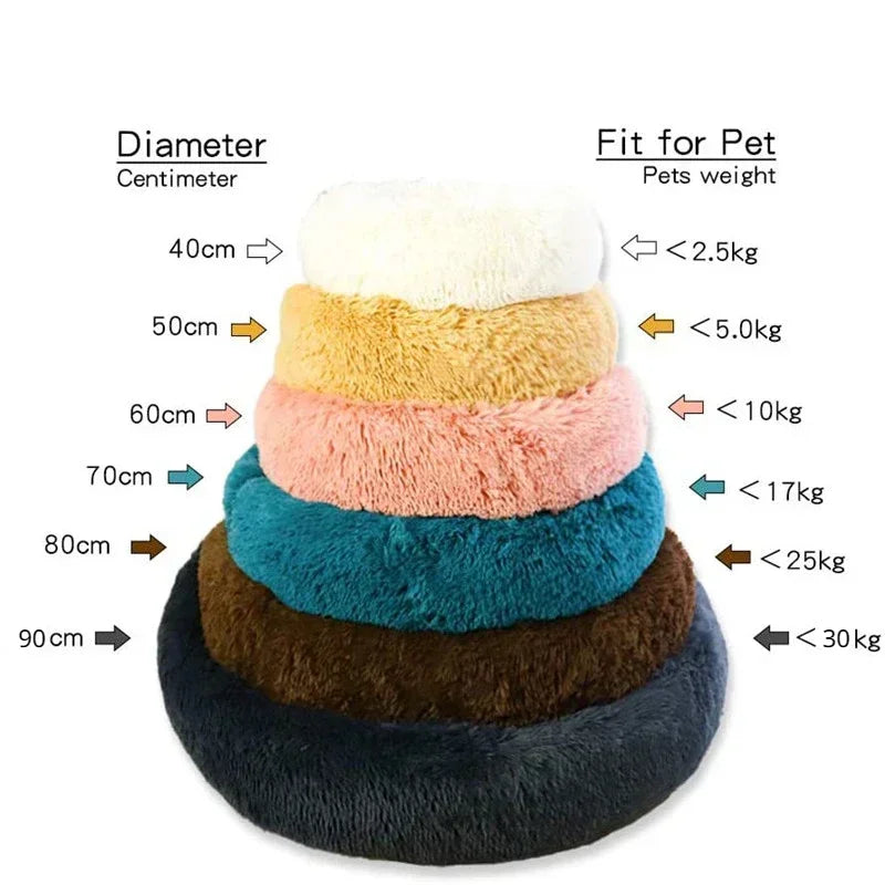 40-90cm Round Pet Bed for Warm Sleeping.