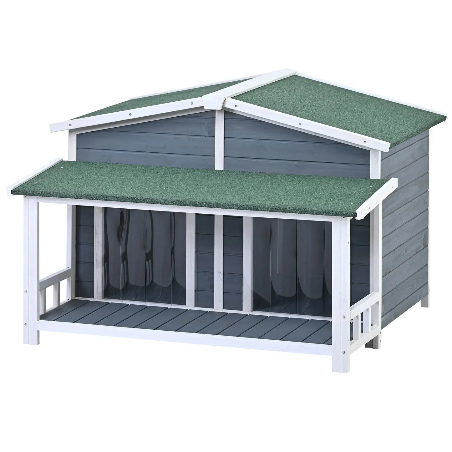Outdoor & Indoor Dog house - cabin Style with Porch & dual Doors.