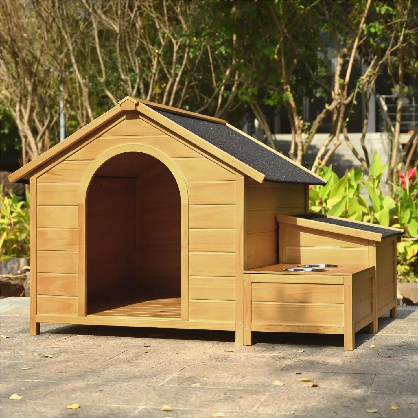 Outdoor & Indoor Dog house - cabin Style with Porch & dual Doors.