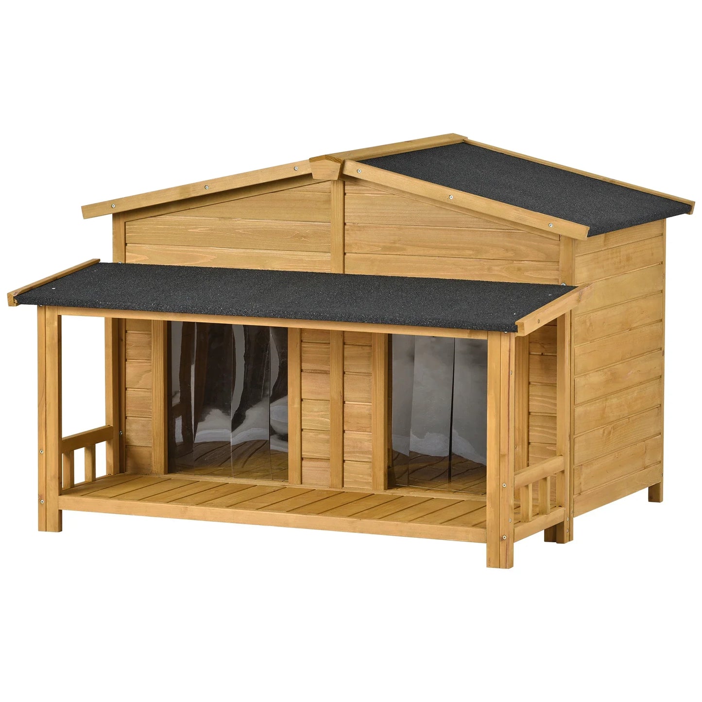 Outdoor & Indoor Dog house - cabin Style with Porch & dual Doors.