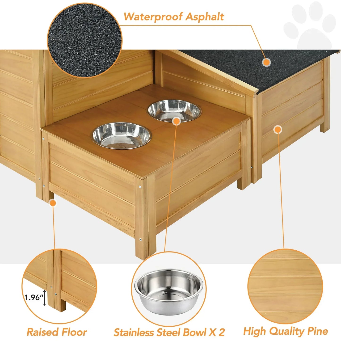 Outdoor & Indoor Dog  house - cabin Style with Porch & dual  Doors.